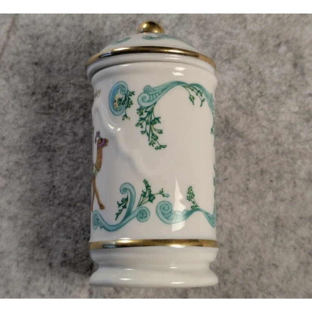 The Spice Carousel By Lenox Vintage 1993 Fine Porcelain Parsley w/ 24k Gold Trim